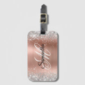 銀グリッター光沢バラ金ゴールドフェイク箔 ラゲッジタグ (正面縦)