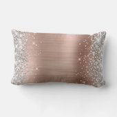 銀グリッター光沢バラ金箔モノグラム ランバークッション (裏面)