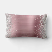 銀グリッター光沢ピンク箔モノグラム ランバークッション (裏面)