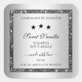 銀グリッター効果製品の包装ラベル スクエアシール (正面)