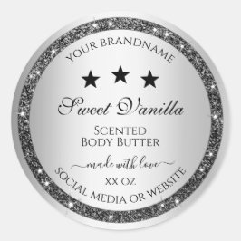 銀グリッター効果製品の包装ラベル ラウンドシール