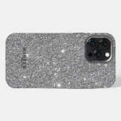 銀グリッター勾配名前をカスタムする iPhoneケース (裏面横)