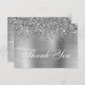 銀グリッター及びグラデーション箔 サンキューカード (正面/裏面)