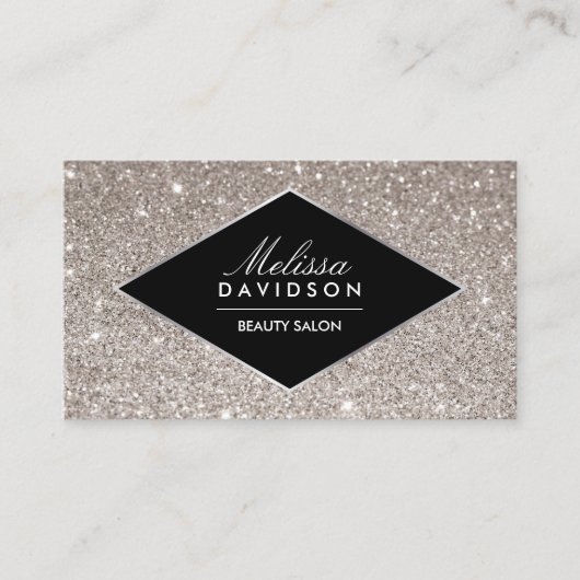 銀グリッター及びグラマー美しい名刺 名刺 (正面)