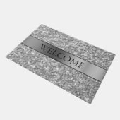 銀グリッター及びストライプ ドアマット (アングル)