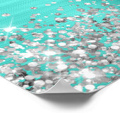 銀グリッター及びターコイズフォイル50誕生日 ポスター (角)