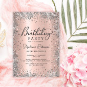 銀グリッター及びバラ金ゴールド金属80誕生日 招待状