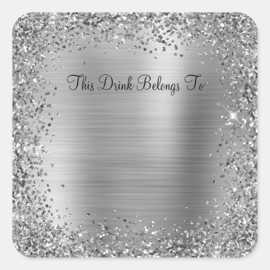 銀グリッター及びフォイル スクエアシール (正面)