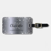 銀グリッター名モノグラムイニシャル ラゲッジタグ (正面横)