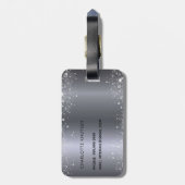 銀グリッター名モノグラムイニシャル ラゲッジタグ (裏面縦)
