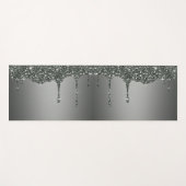 銀グリッター名前をカスタムする ヨガマット (正面(横))