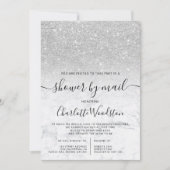 銀グリッター大理石のベビーシャワー（郵便） 招待状 (正面)