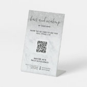 銀グリッター大理石化粧デジタルQR価格 台座サイン (正面)