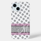 銀グリッター水玉模様模様(モノグラム) Case-Mate iPhoneケース (裏面)