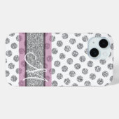 銀グリッター水玉模様模様(モノグラム) Case-Mate iPhoneケース (裏面 (横))