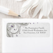 銀グリッター渦巻き旋回+紫の宝石住所 シール (インサイチュ)