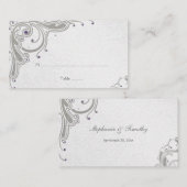 銀グリッター渦巻き旋回+紫の宝石座席表 プレイスカード (正面/裏面)