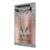 銀グリッター滴下バラ金ゴールドモノグラム ミニクリップボード (アングル2)