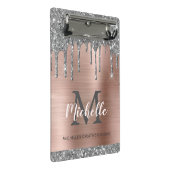 銀グリッター滴下バラ金ゴールドモノグラム ミニクリップボード (アングル)