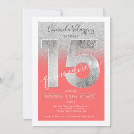 銀グリッター箔スクリプトcoralキンセアニェラ写真 招待状