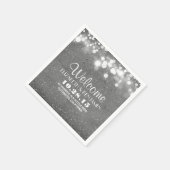 銀グリッター箔ストリングラ結婚イト スタンダードカクテルナプキン (角)