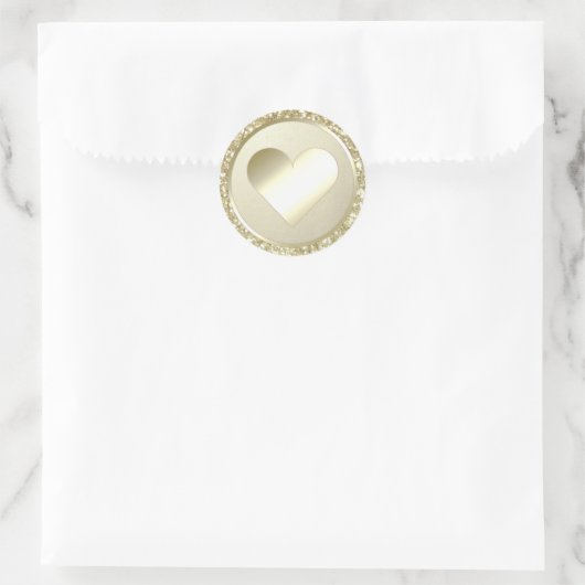 銀グリッター箔ハート結婚式の引き出物封筒 ラウンドシール (バッグ)