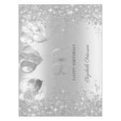 銀グリッター紙吹雪バルーン80誕生日 テーブルクロス (正面)