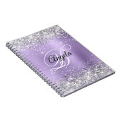 銀グリッター紫淡い色のメタリックモノグラファンシーム ノートブック (右側)