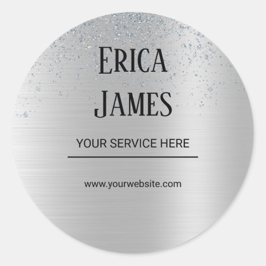 銀グリッター美しいサロン ラウンドシール (正面)