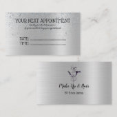 銀グリッター美しいサロン 予約カード (正面/裏面)