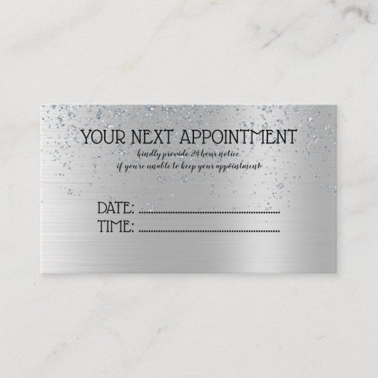 銀グリッター美しいサロン 予約カード (正面)