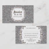 銀グリッター美容師アポイントメントカード 予約カード (正面/裏面)