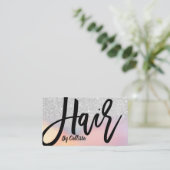 銀グリッター虹色ホログラフィック美容師 名刺 (スタンド正面)