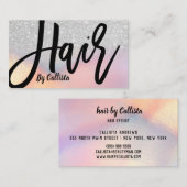 銀グリッター虹色ホログラフィック美容師 名刺 (正面/裏面)