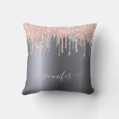 銀グリッター赤面ドリップモノグラム文字 クッション (裏面)