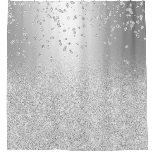 銀グリッター金グラデーション属スパークル紙吹雪 シャワーカーテン (正面)