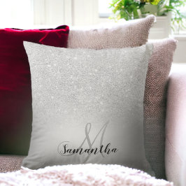 銀グリッター金グラデーション属箔モノグラム クッション