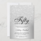 銀グリッター金グラデーション属50の素晴らしい 招待状 (正面)