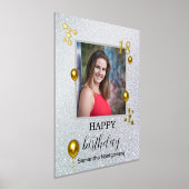 銀グリッター金ゴールドバルーンハッピーバースデー 箔ポスター (レイダウン)
