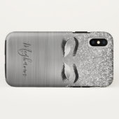 銀グリッター金属まつ毛美しいモノグラムC Case-Mate iPhoneケース (裏面(横))
