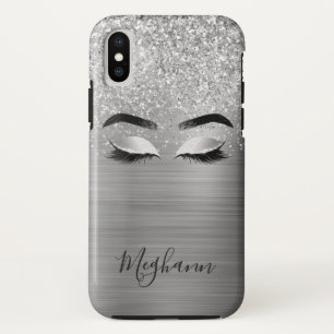 銀グリッター金属まつ毛美しいモノグラムC iPhone XSケース