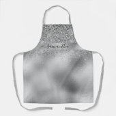 銀グリッター金属ダイヤモンドモノグラきらきら光るム エプロン (正面)
