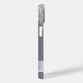 銀グリッター金属モノグラムエレガントモダン Case-Mate iPhoneケース (裏面 / 右)