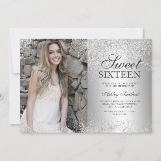 銀グリッター金属箔フォトスイート16 招待状 (正面)
