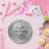 銀グリッター銀箔60誕生日 ペーパープレート (パーティー)