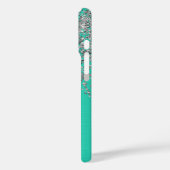 銀グリッター、ブラシティール(緑がかった色)鋼パーソナライズされた、. Case-Mate iPhoneケース (裏面 / 左)