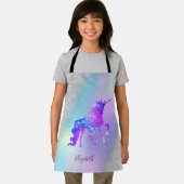 銀グリッター《写真》ぼけ味ホログラフィックユニコーン エプロン (インサイチュ)