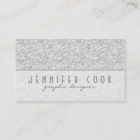 銀グレーエレガントグリッターテクスチャ 名刺 (正面)