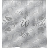 銀グレーエレガント自然モノグラムシャワーカーテン シャワーカーテン (正面)