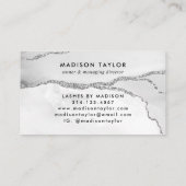 銀グレーフェミニングリッター大理石アゲートモノグラム 名刺 (裏面)